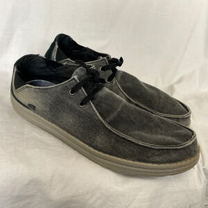 Skechers Mens 13 Melson-Raymon Canvas Slip On Shoes Gray Moccasin Goga Mat Arch